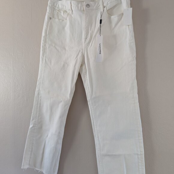 NWT Vigoss Stevie Crop Straight Jeans White Raw Hem Women's Ankle Stretch Sz 31 - Picture 3 of 13